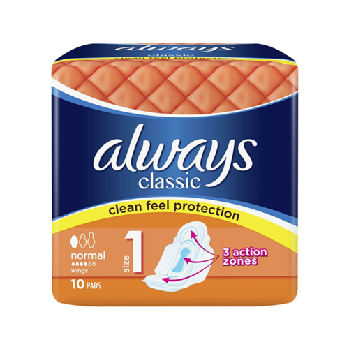 ALWAYS CLASSIC SANITARY TOWELS NORMAL  WINGS 10 PCS