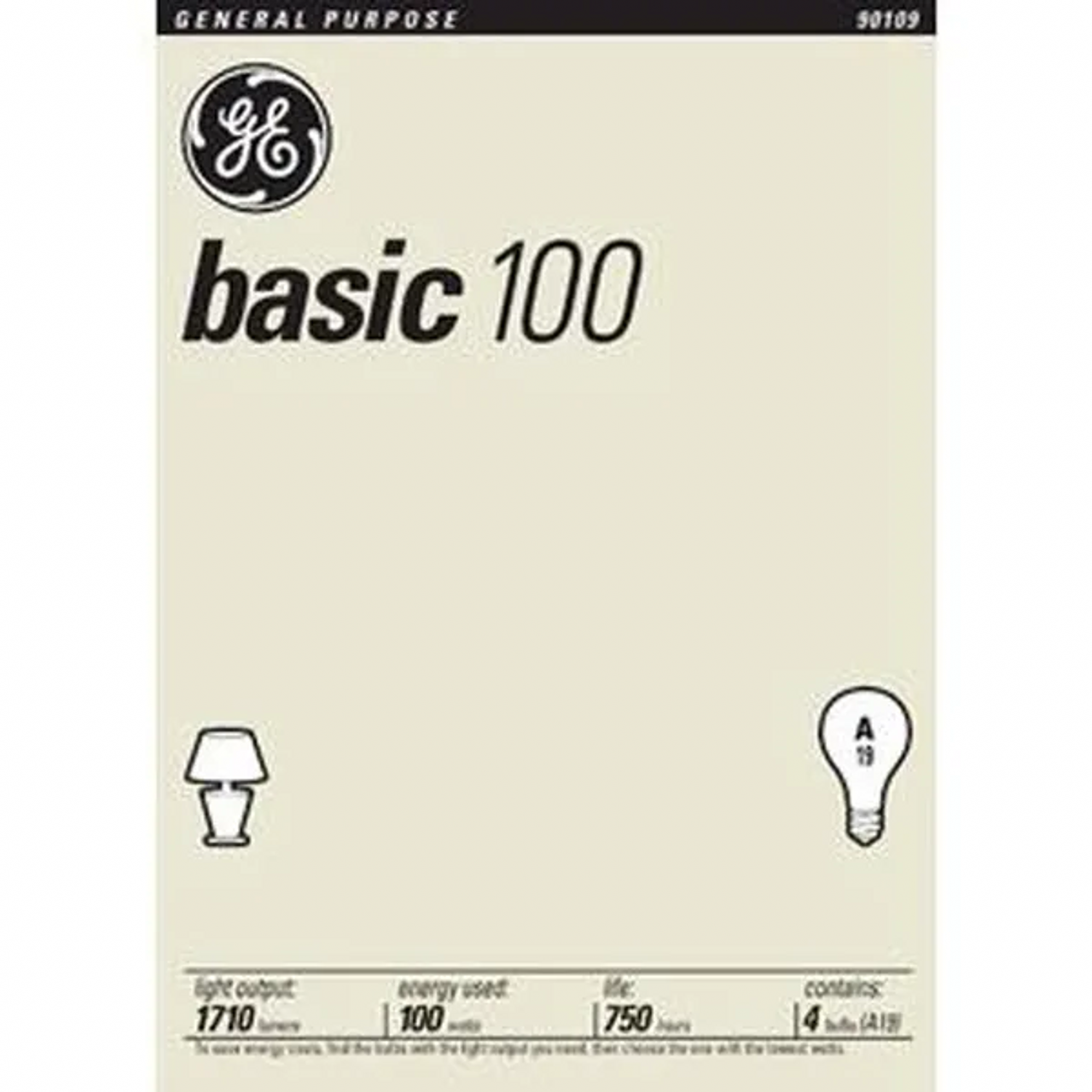 GE 100 WATT BASIC LIGHT BULB 4 PACK