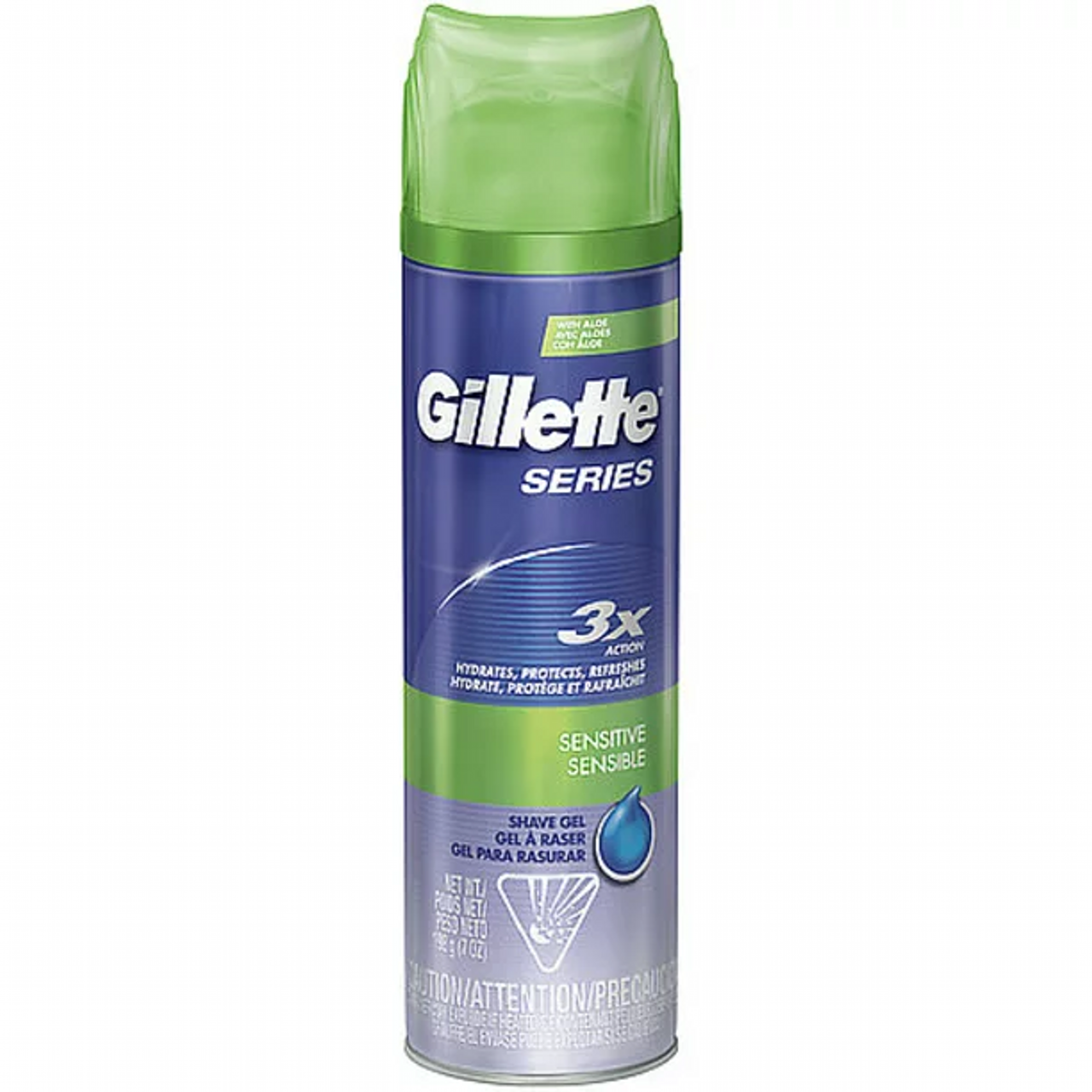 GILETTE SERIES 3X ACTION SHAVE GEL  SENSITIVE 7 OZ