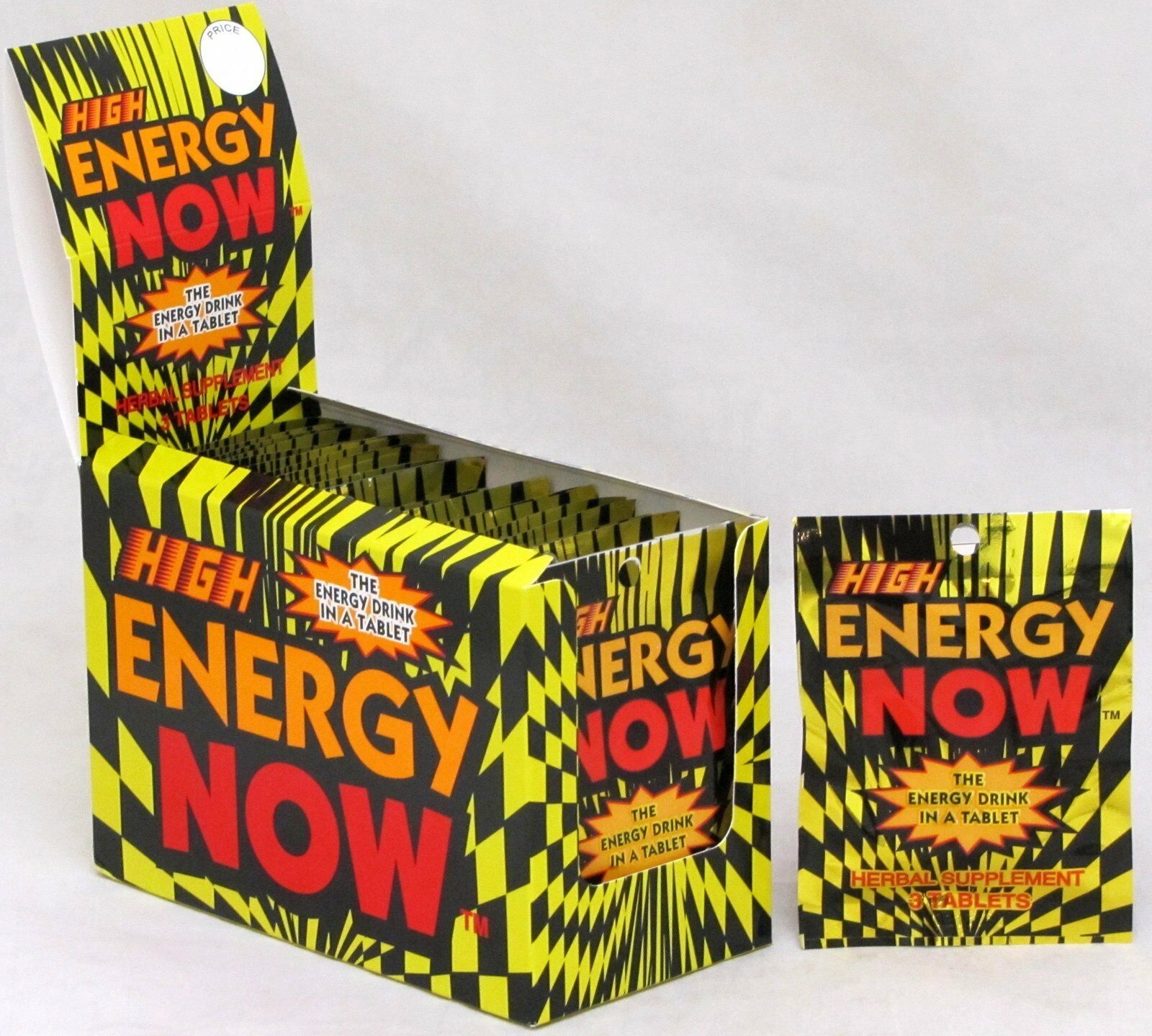 HIGH ENERGY NOW THE ENERGY DRINK IN A TABLET 24 PACKETS 3 TABLETS