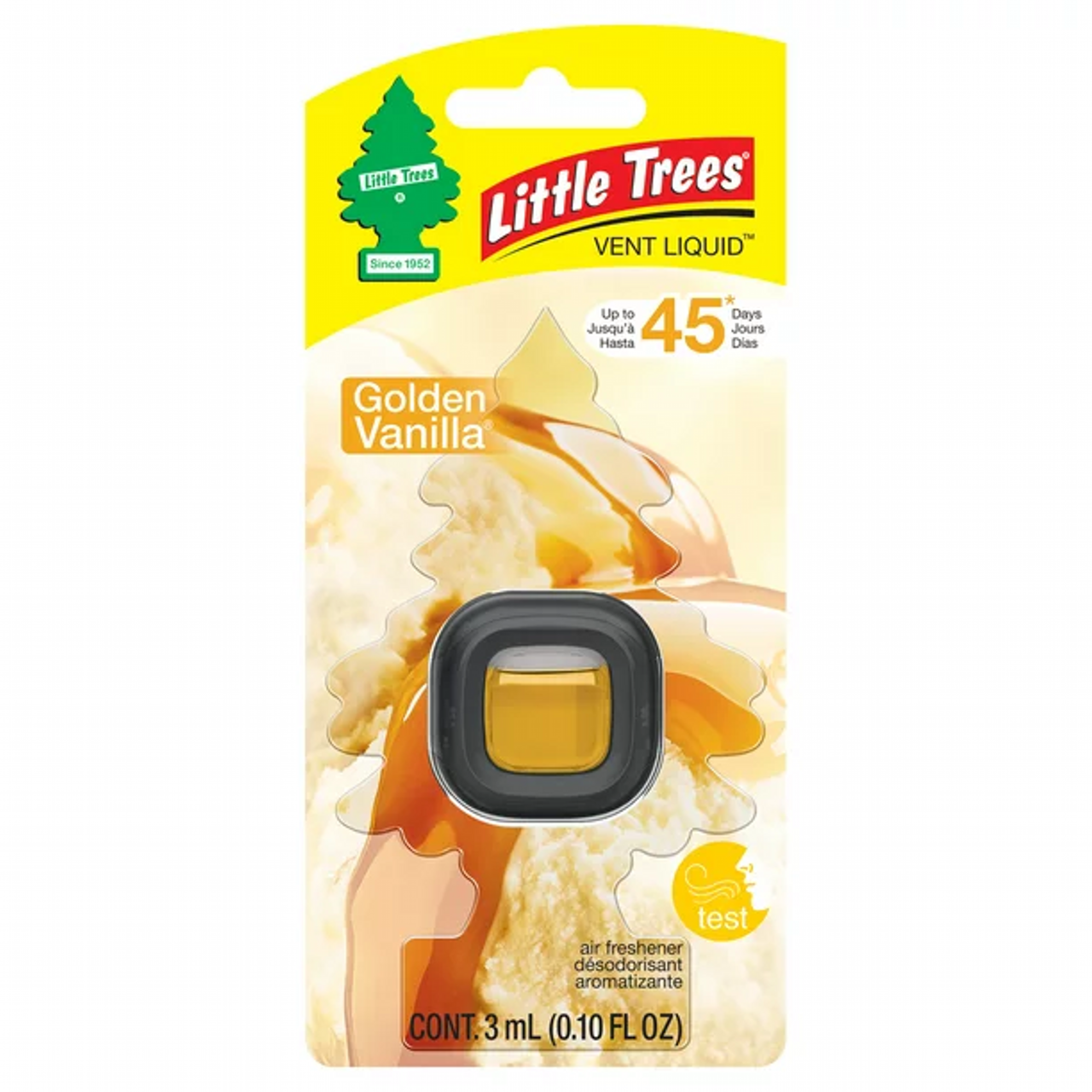LITTLE TREES AIR FRESHENER VENT GOLDEN VANILLA SCENT 3 ML (0.10 OZ) 4 PC PACK 