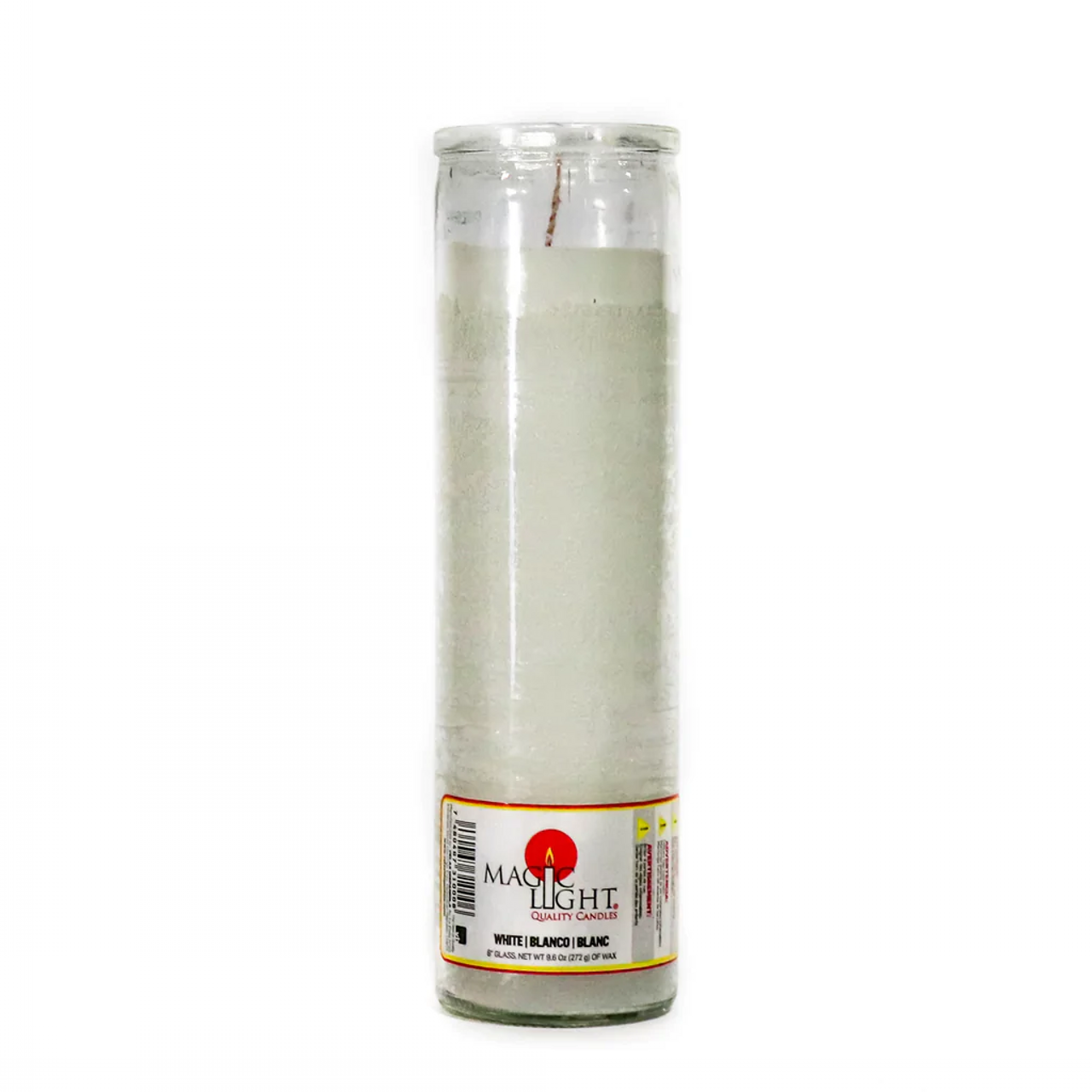 MAGIC LIGHT CANDLE WHITE 8 inc Glass