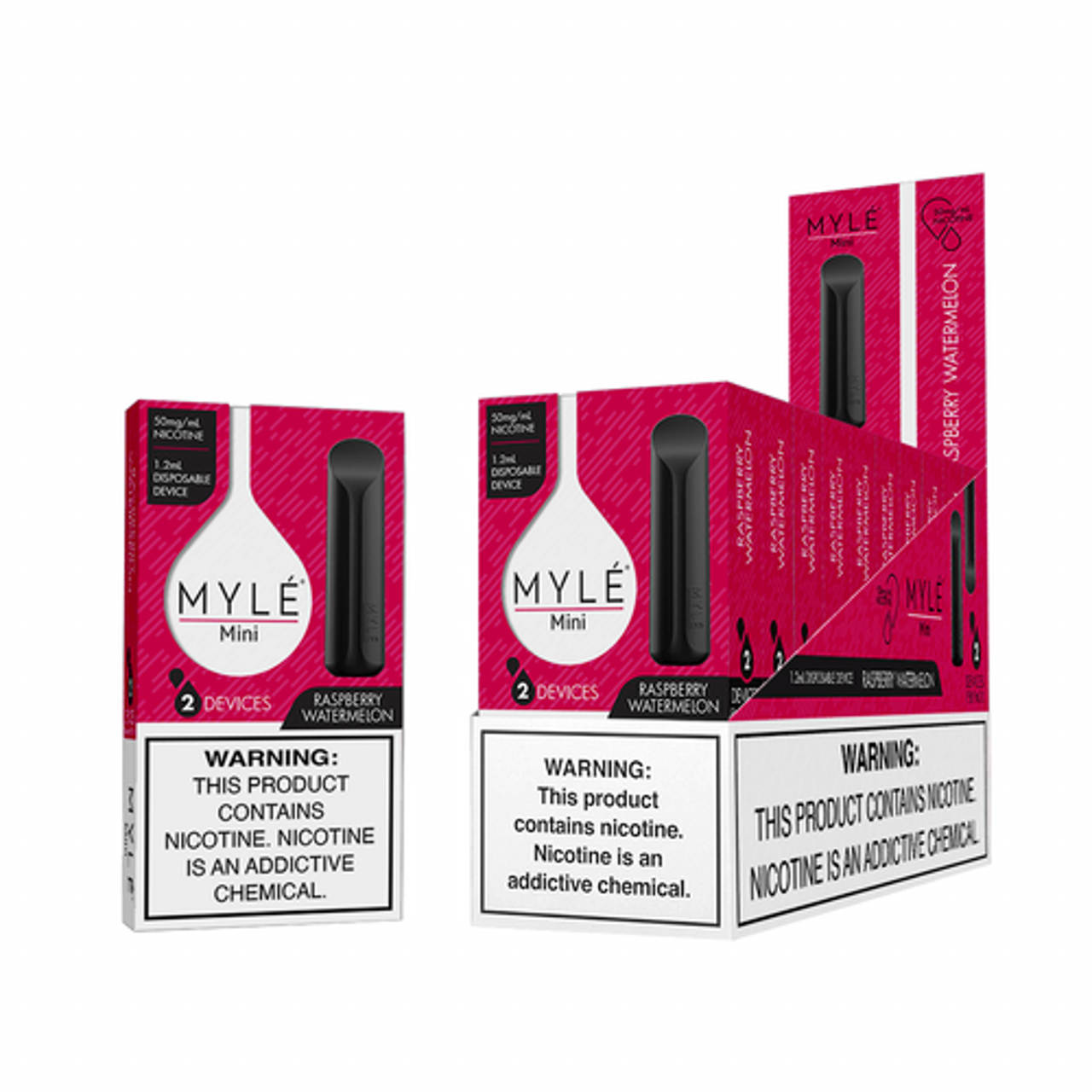 MYLE MINI RASPBERRY WATERMELON 1.2  2 DEVICES 10 PACK