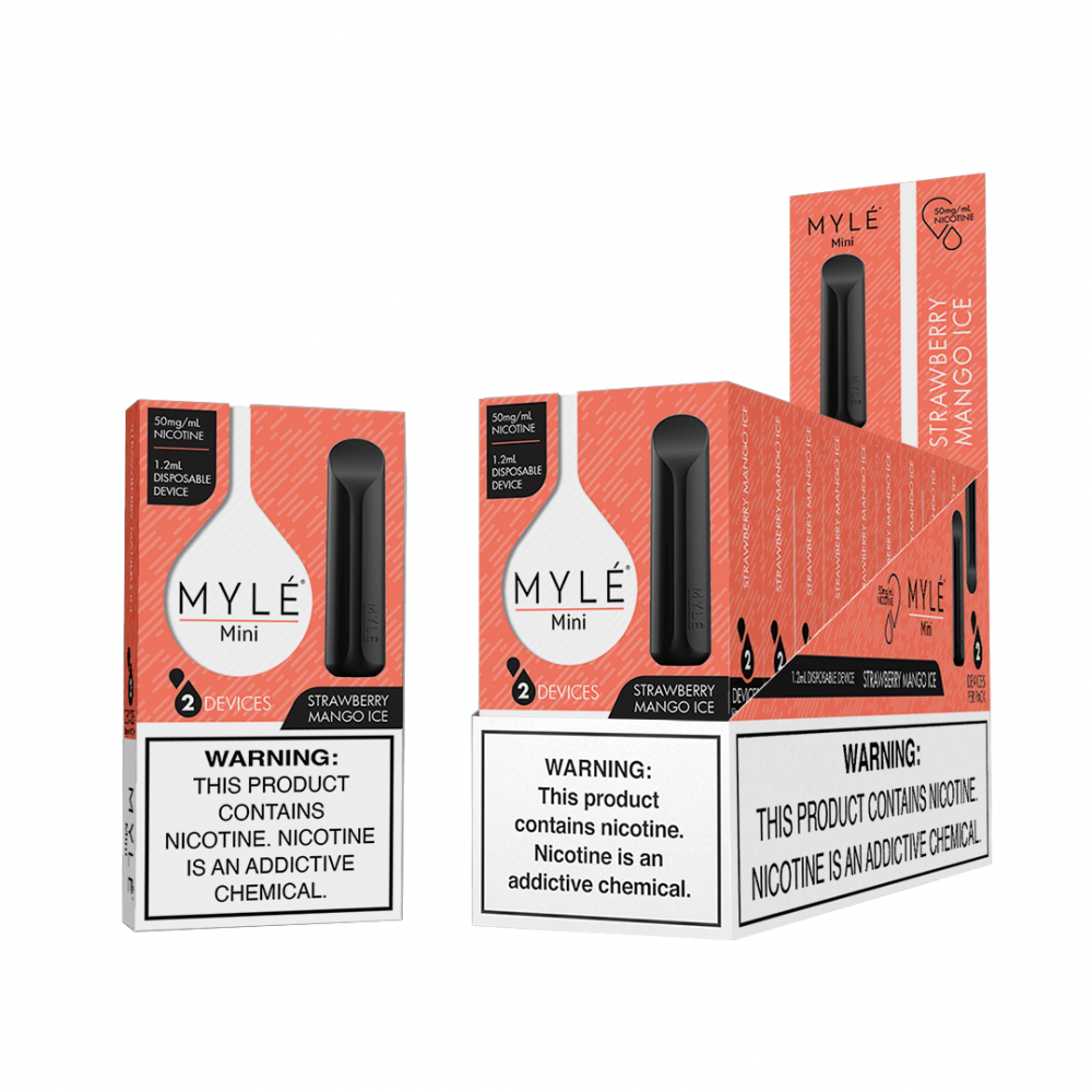 MYLE MINI STRAWBERRY MANGO ICE 1.2  2 DEVICES 10 PACK