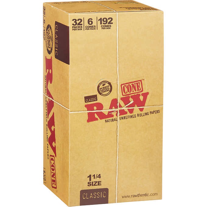 RAW CLASSIC 1-1/4" PRE -ROLLED 6 CONES, 32 CT