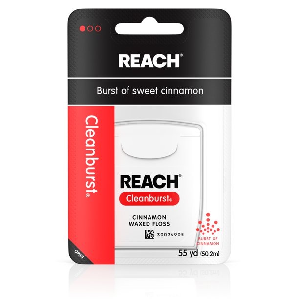 REACH CLEANBURST WAXED DENTAL FLOSS CINNAMON ORAL CARE  55 YDS 1 CT 
