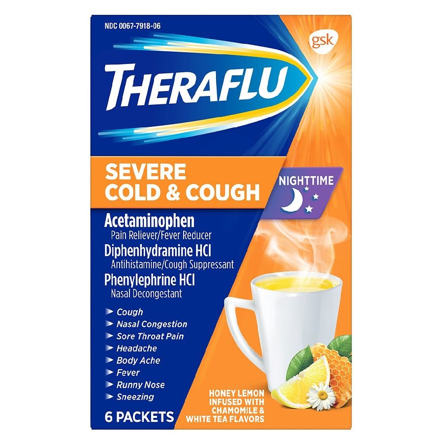 THERAFLU SEVERE COL & COUGH NIGHTTIME 6 CT