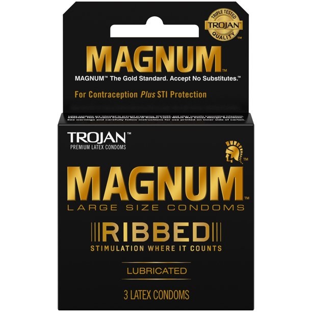 TROJAN MAGNUM RIBBED LARGE SIZE CONDOMS 6 X 3 CT