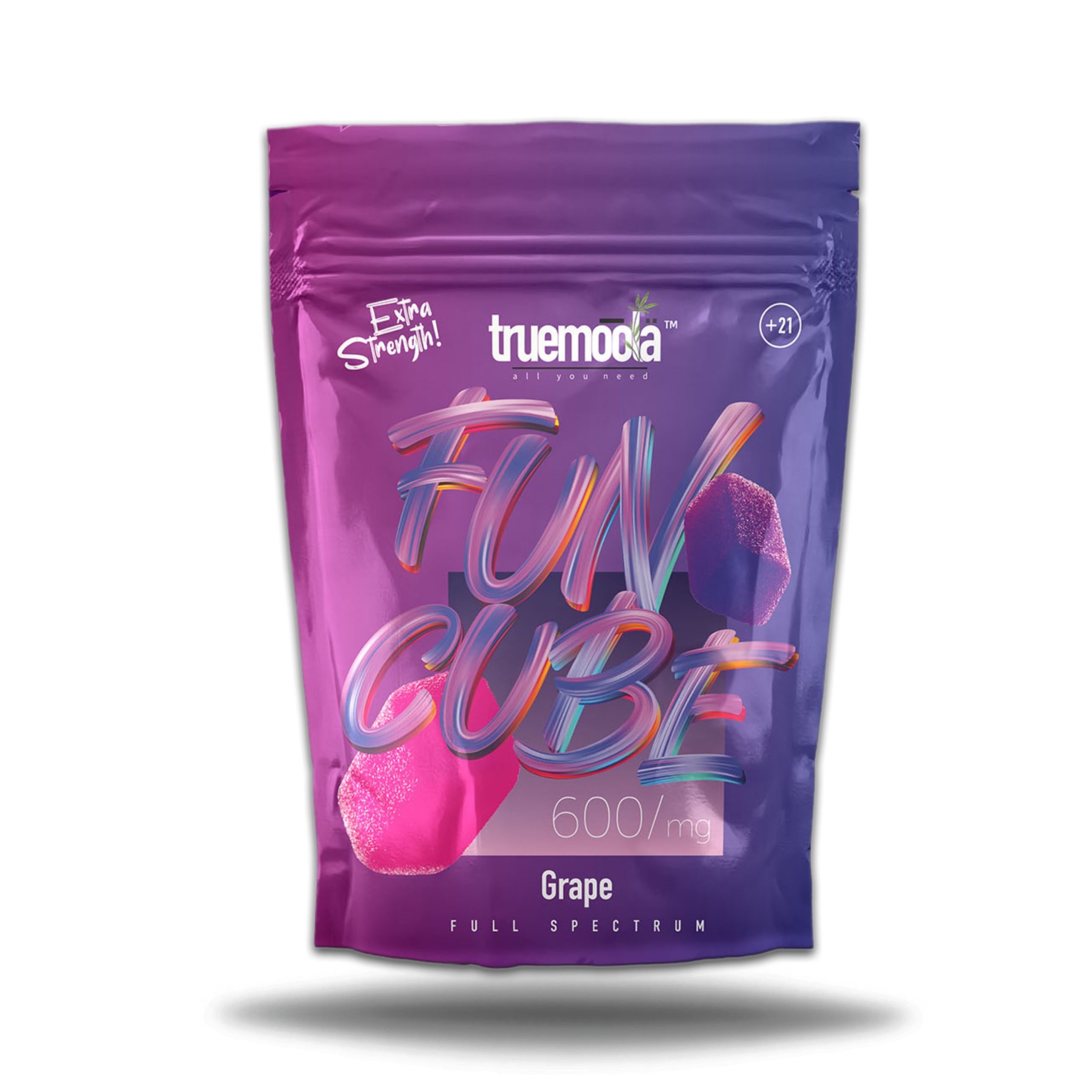 TRUEMOOLA DELTA 8 FUN CUBE GUMMIES 600MG GRAPE -BOX OF 10