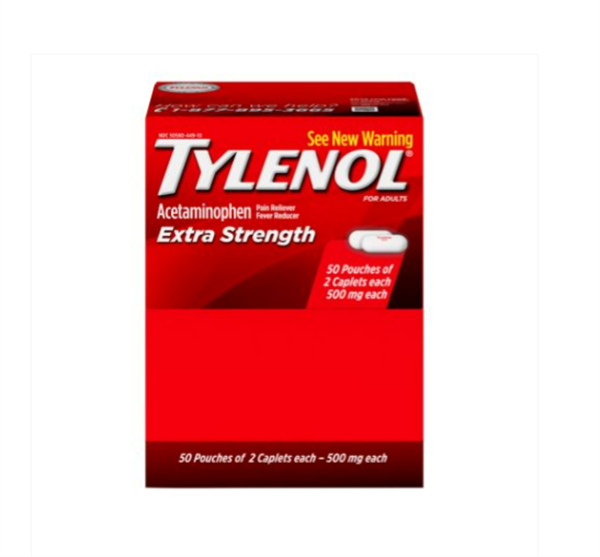 TYLENOL EXTRA STRENGTH CAPLETS 500 MG 2 CAPLETS 50 PACKET
